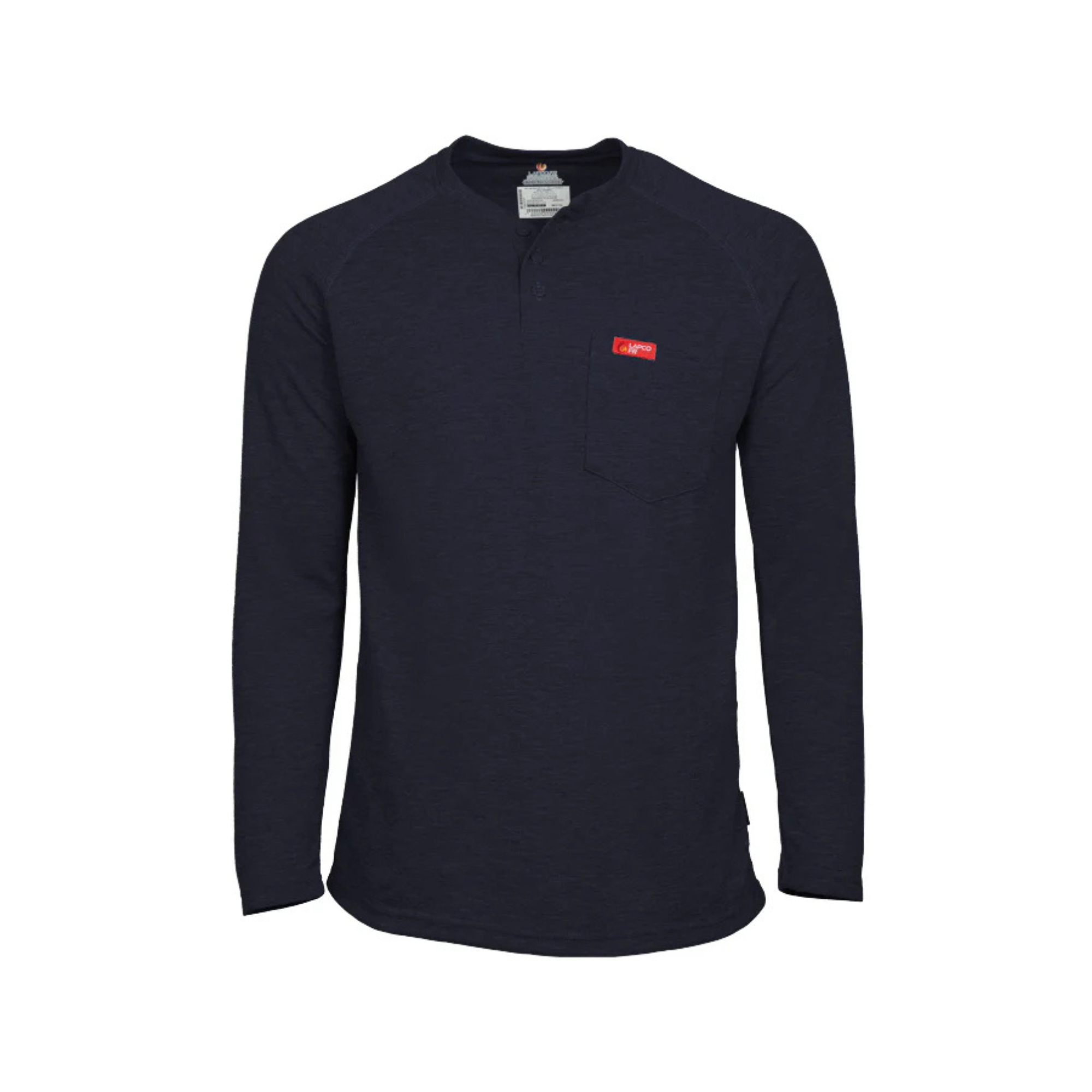 Lapco Flame-Resistant Raglan Sleeve Henley Navy T-Shirt from GME Supply